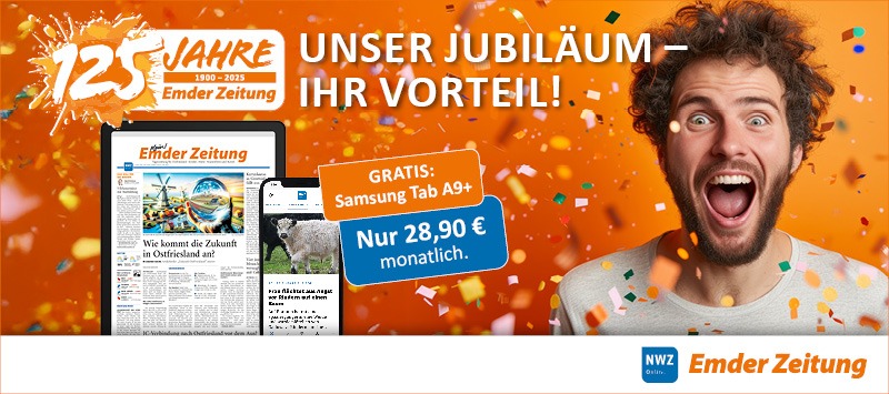 Jubiläums-Deal der Emder Zeitung! ePaper inklusive Samsung zum Aktionspreis!