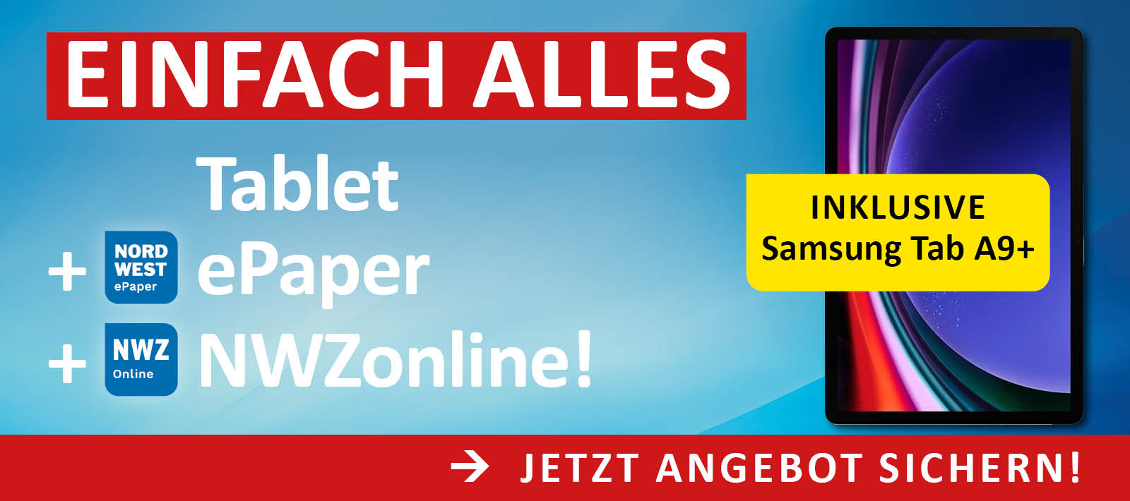24 Monate ePaper inklusive einem Samsung-Tablet