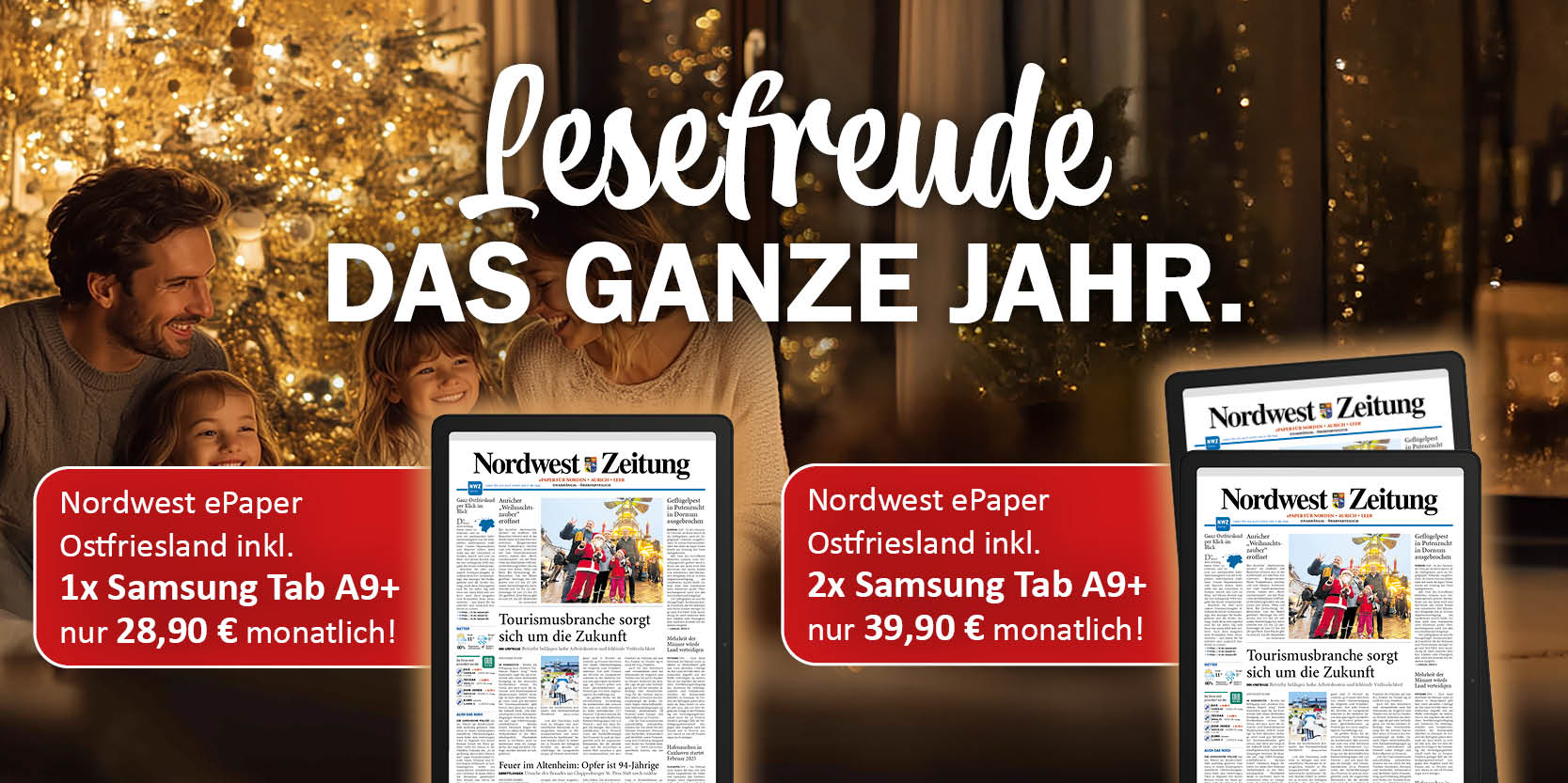 24 Monate NWZ-Ostfriesland ePaper inklusive einem Samsung-Tablet